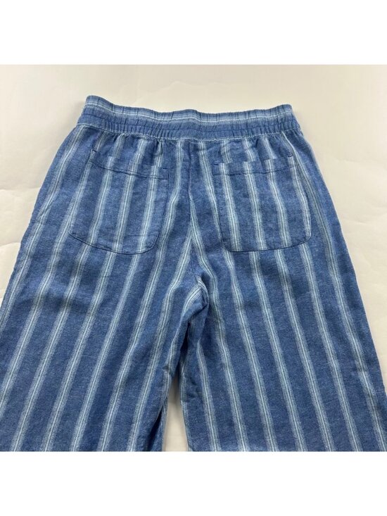 Old Navy Bright Blue Striped Linen Blend High Rise Wide Leg Lounge Pant M - Picture 7 of 7